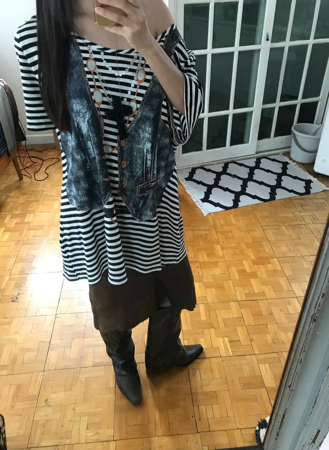 vintage stripe printing top 상품이미지2