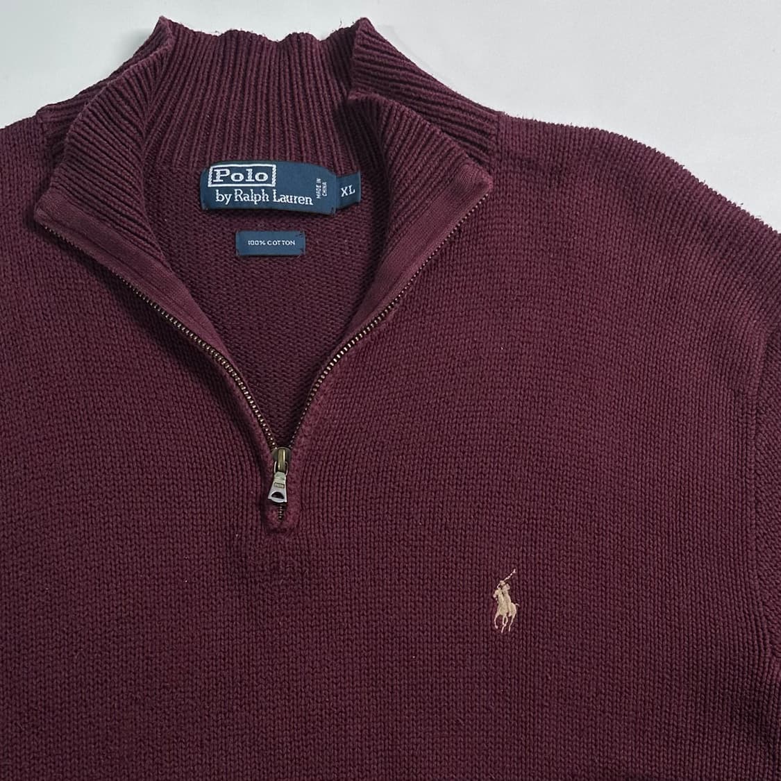 폴로 랄프로렌 버건디 니트 반집업 상품이미지3