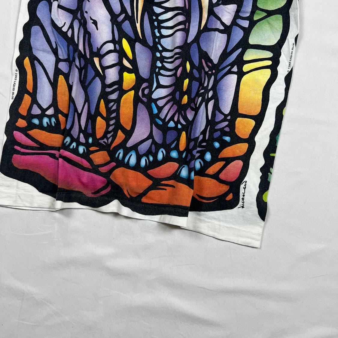 90’s 93년도 리퀴드블루 엘리펀트 올프린트 반팔티 상품이미지6