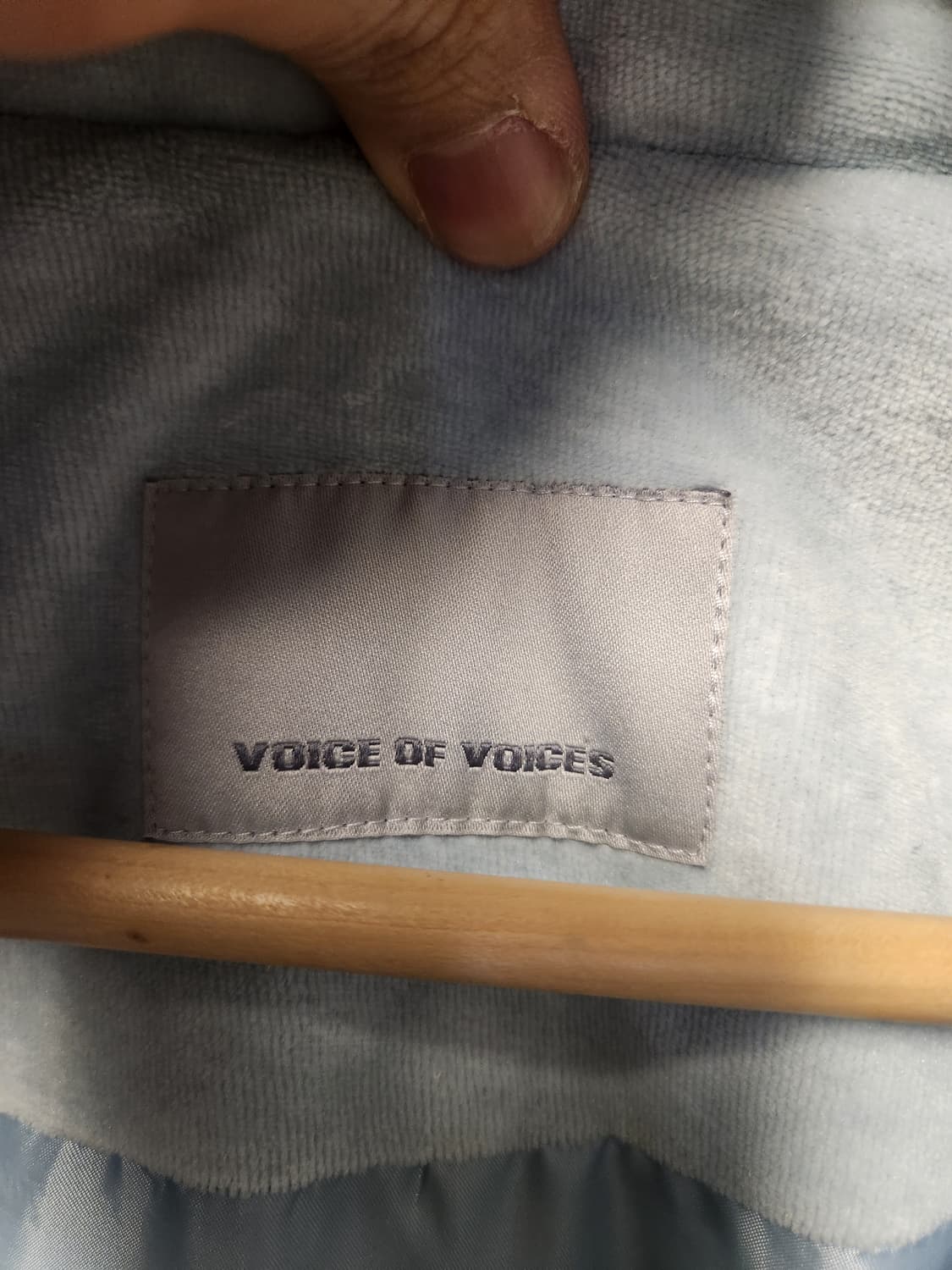 보브(VOV) 벨벳 스트링 숏 구스다운 점퍼 S 하늘색 상품이미지2