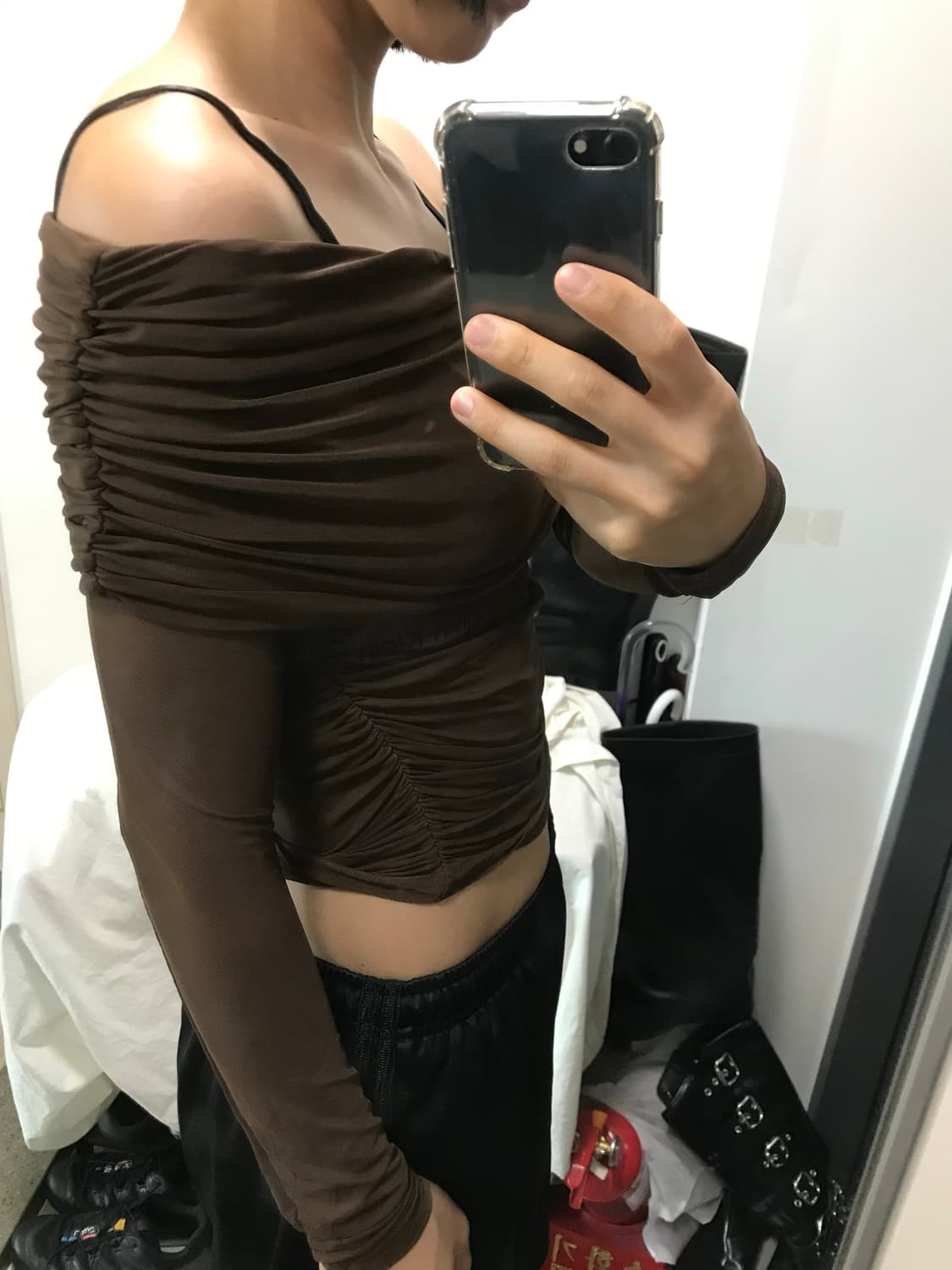 SHEIN 셔링 오픈숄더T 상품이미지6
