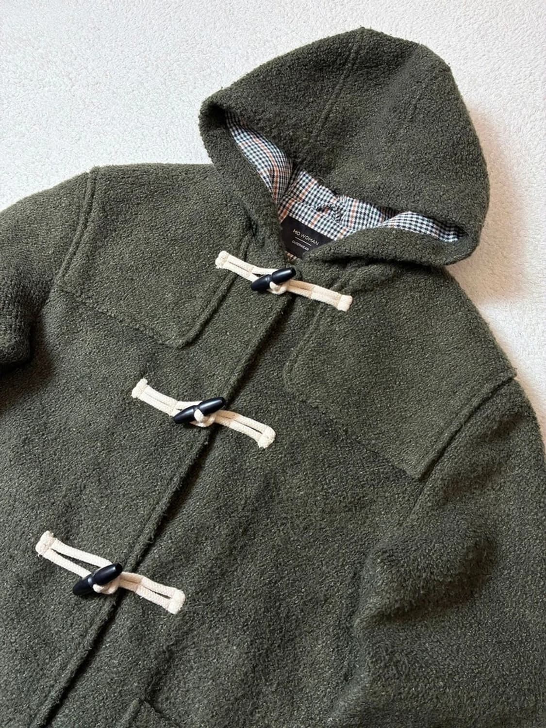 MO WOMAN 체크 패턴 더플 후디 코트 PN7292 상품이미지2