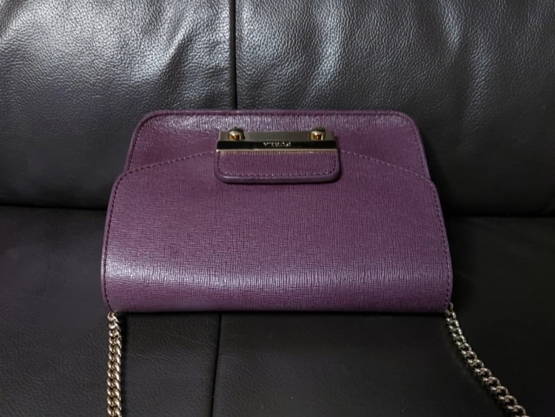 FURLA Julia 체인 퍼플 사피아노 레더 미니 크로스바디 백/숄더백 상품이미지4