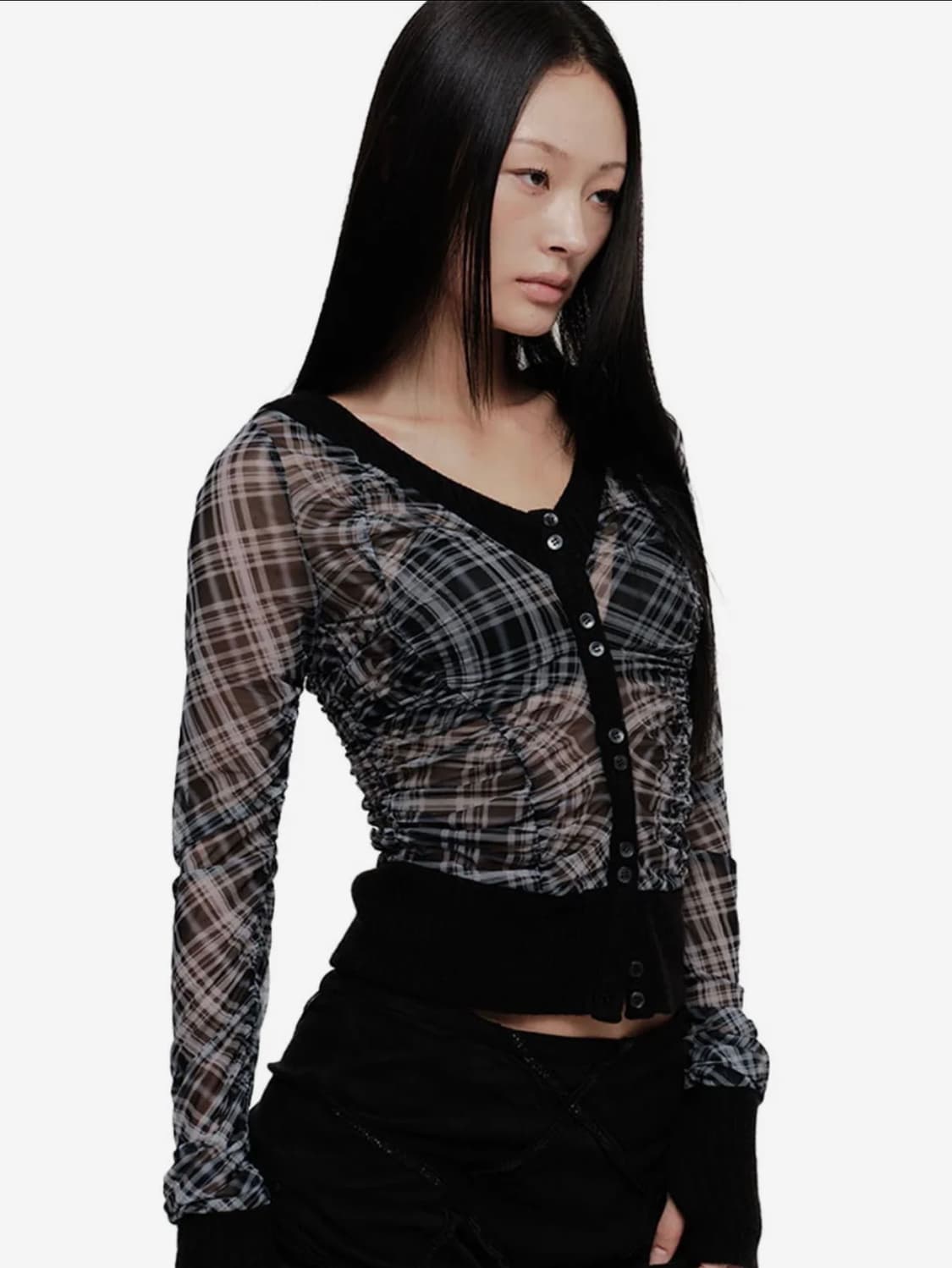 2000아카이브스 가디건 VIKA PLAID MESH CARDIGAN 상품이미지1