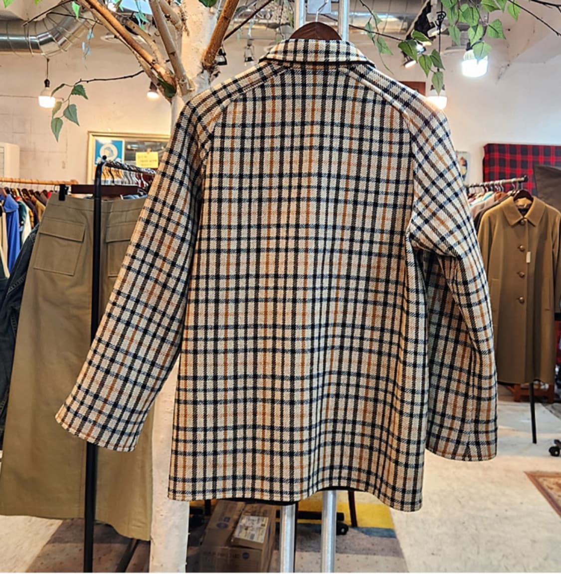 DAKS 닥스 일본판 울 블렌드 리버시블 (양면) 체크 벨트 빈티지 코트 상품이미지6