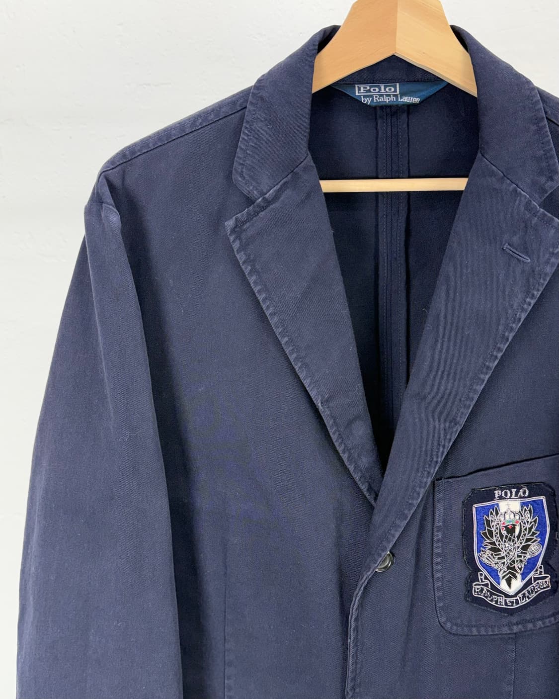 폴로 랄프로렌 90s 네이비 스크램블 와펜 3b 코튼 블레이저 자켓 상품이미지2