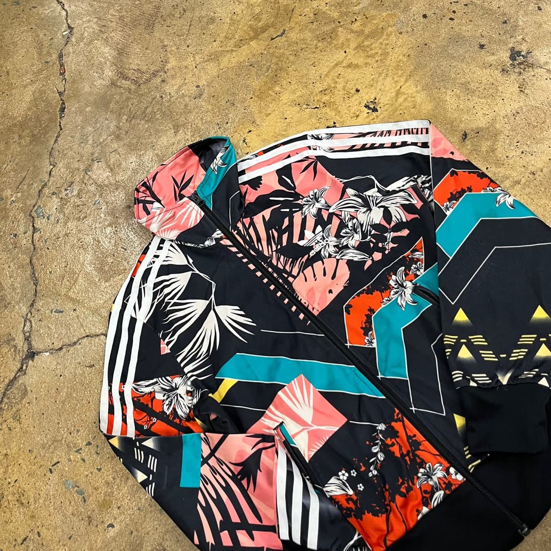 [정품/85] 아디다스 플라워 패턴 후드 져지 트랙탑 b18 상품이미지1