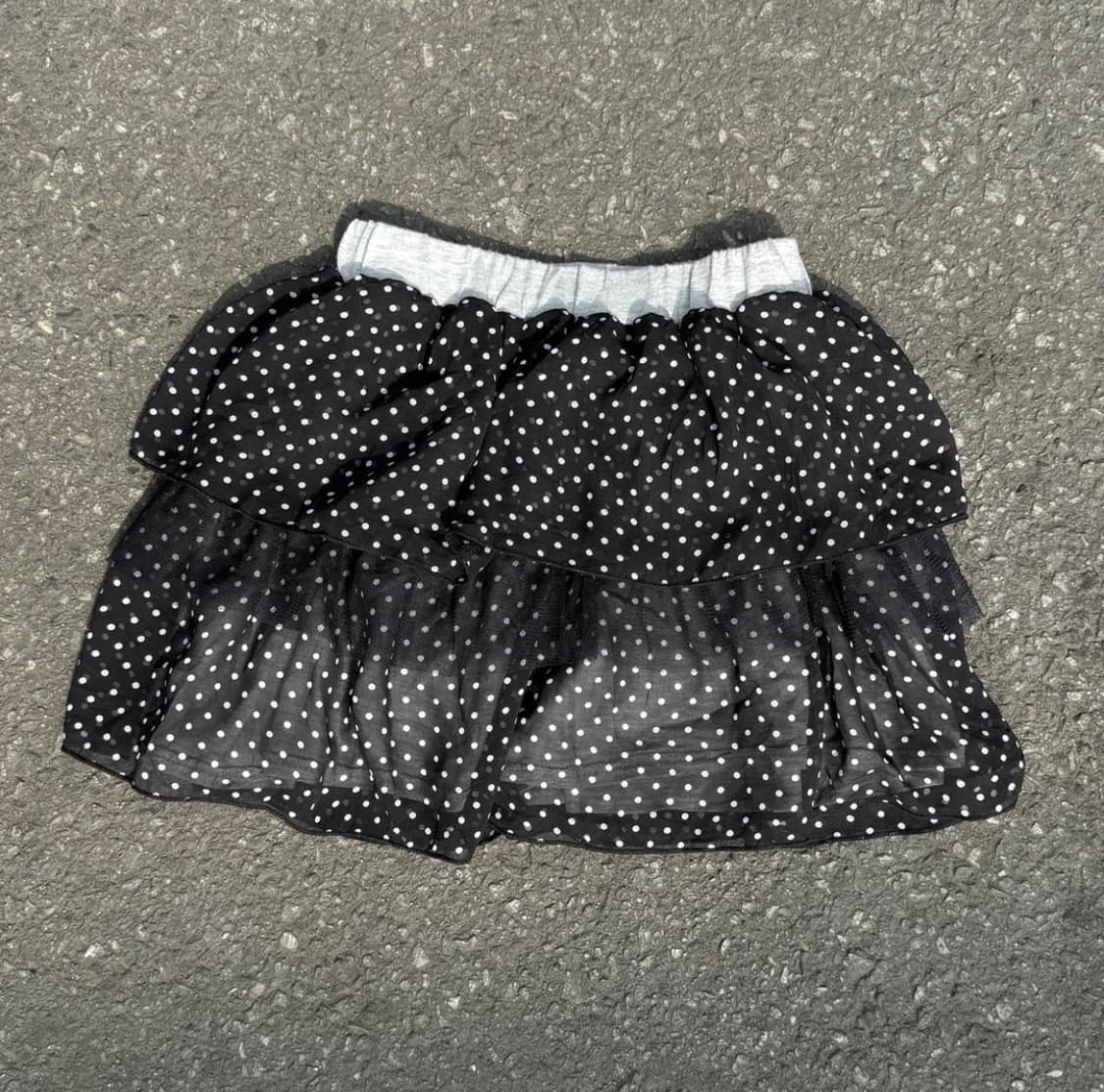 일본빈티지 도트 땡땡이 숏스커트 캉캉치마 리버시블 블랙 검정 그레이 회색 상품이미지1