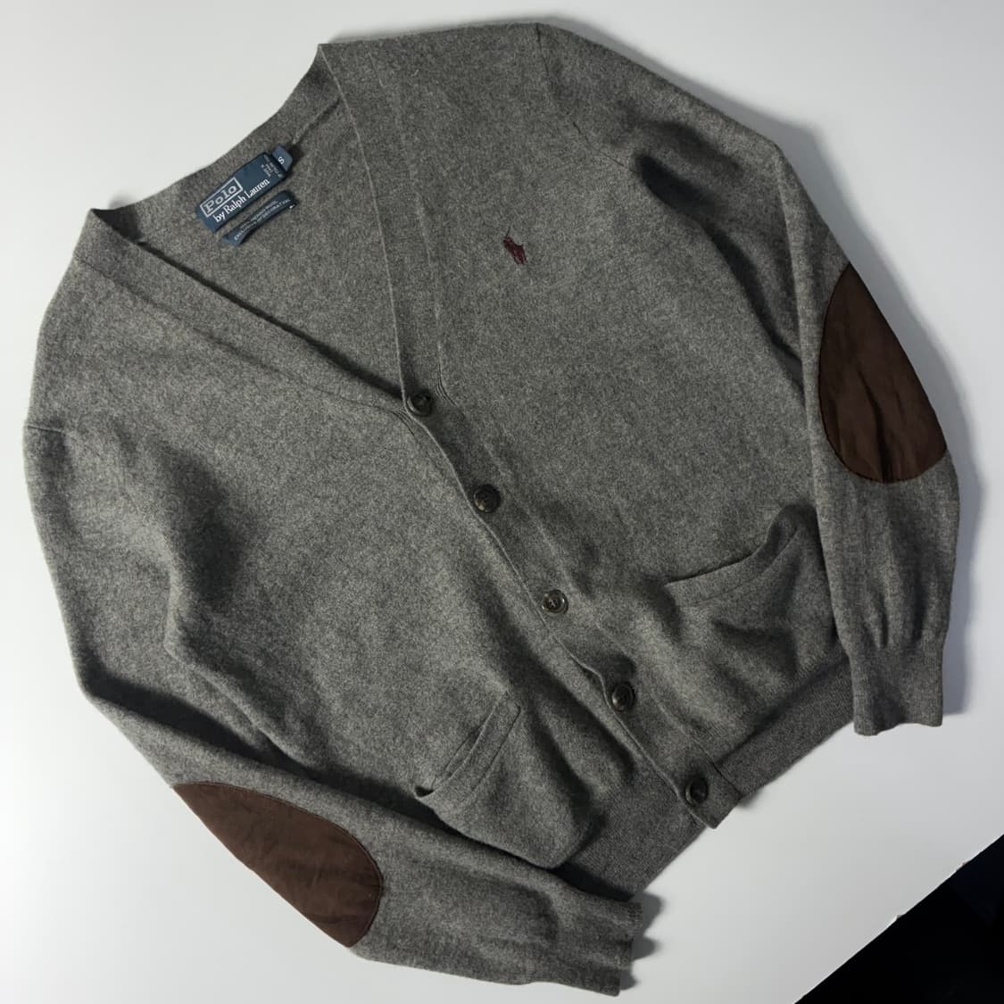 Polo  폴로 랄프로렌 90,s 자수 메리노울 엘보패치 니트 가디건 상품이미지2