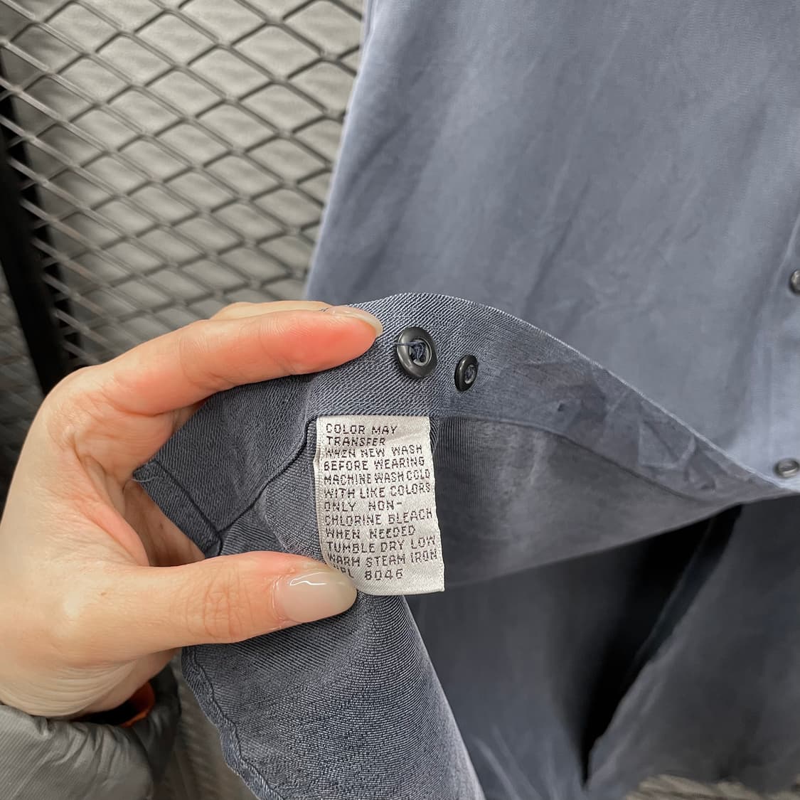 KR VINTAGE 스웨이드 셔츠 원포켓 히든버튼 디테일 블루 상품이미지7