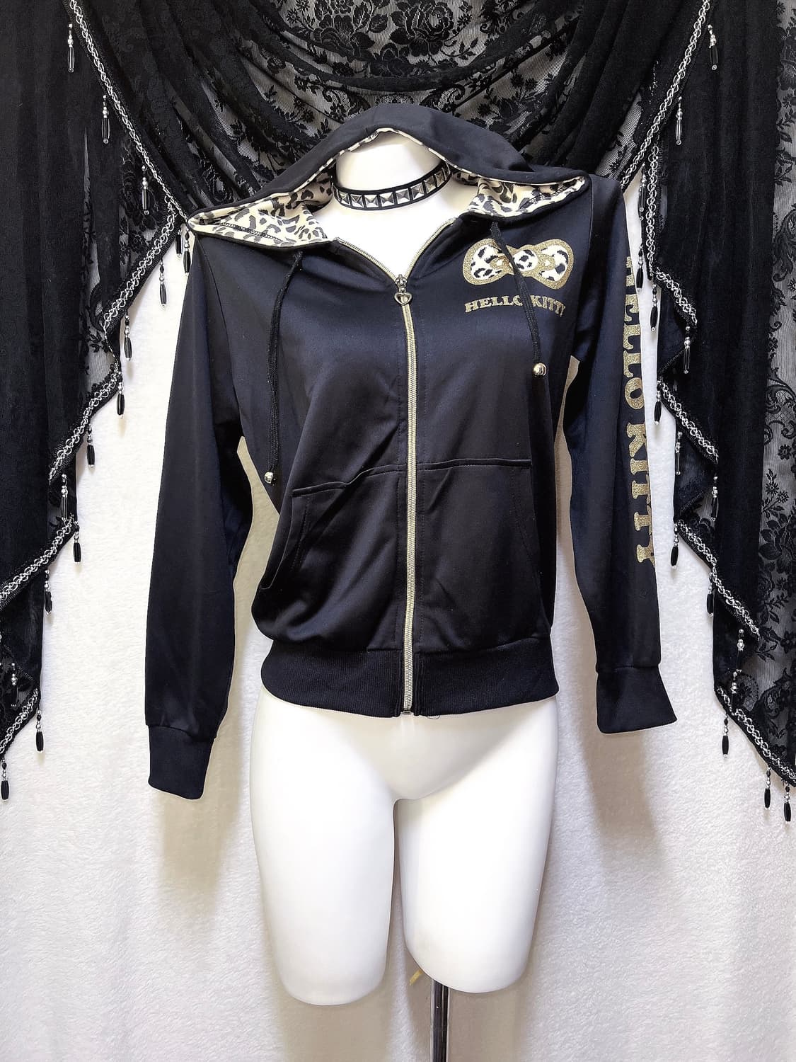 고전 헬로키티 레오파드 호피 오네갸루 펑크 후드집업  y2k 저지 핀터 상품이미지3