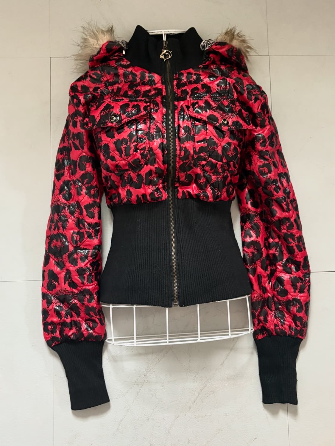• Red Leopard Fur Quilting Zip-Up Jacket 상품이미지6