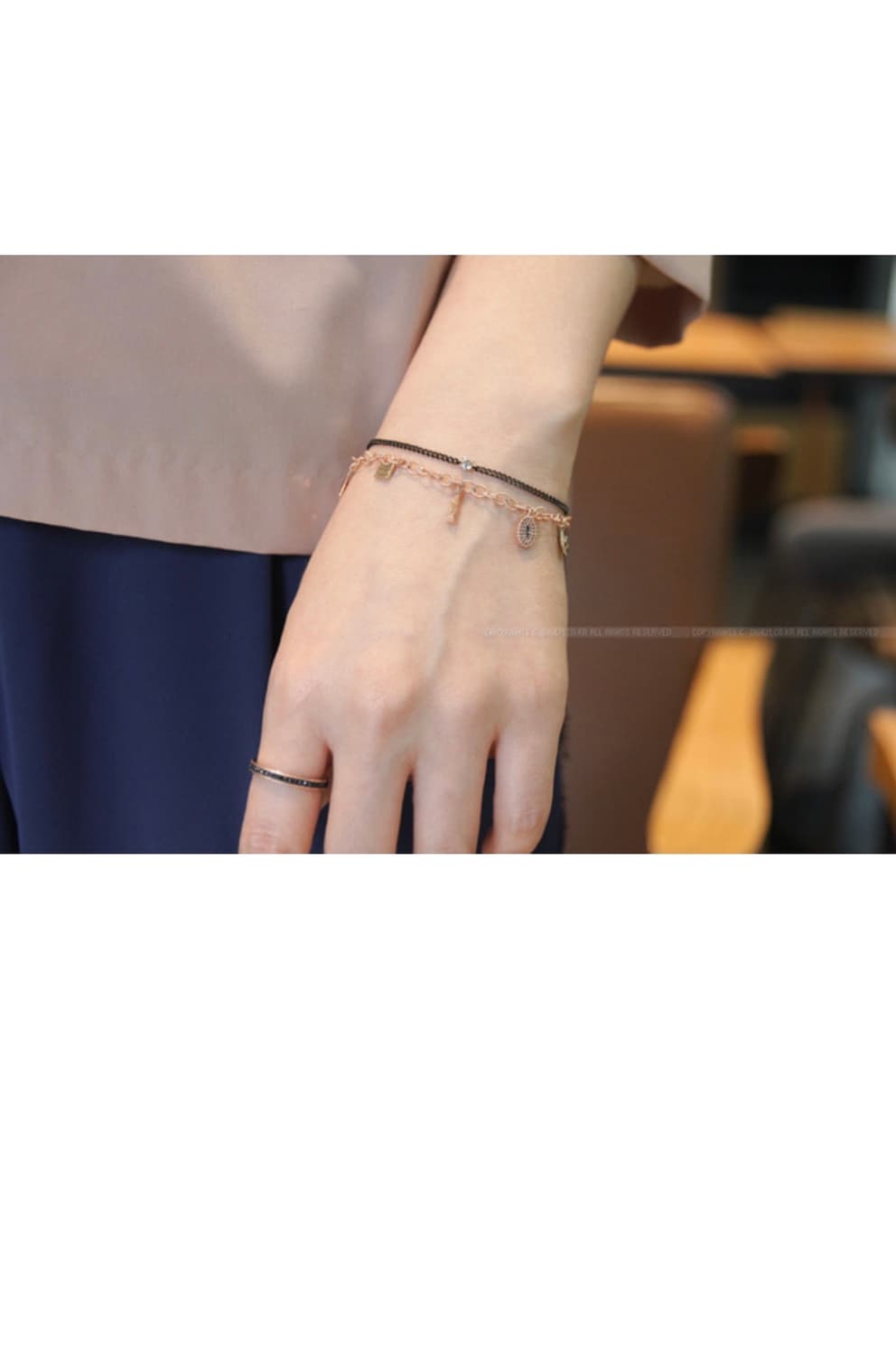 14k 꼬냑다이아 블랙체인팔찌 상품이미지4