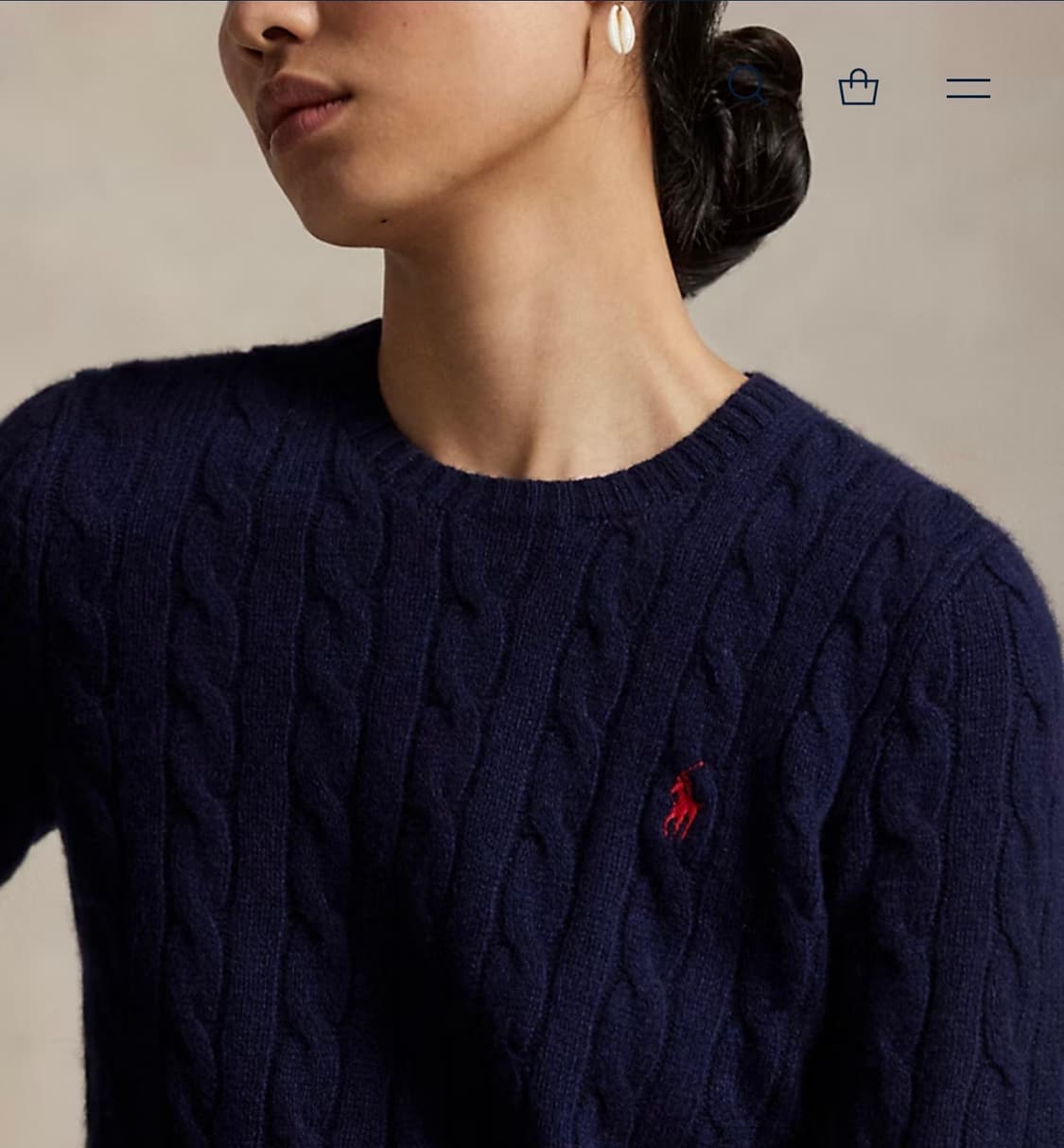 폴로 랄프로렌 여성 꽈배기니트 네이비L 상품이미지2