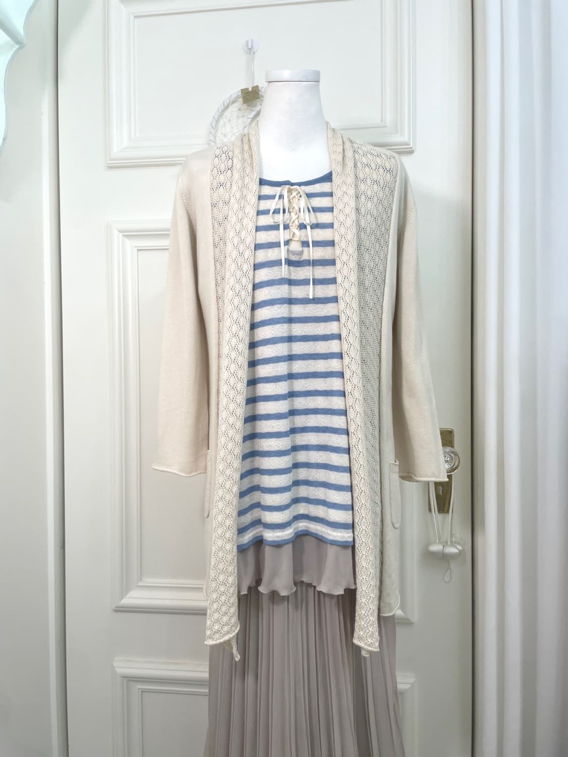 ivory crochet blue stripe layered mori 3 상품이미지5