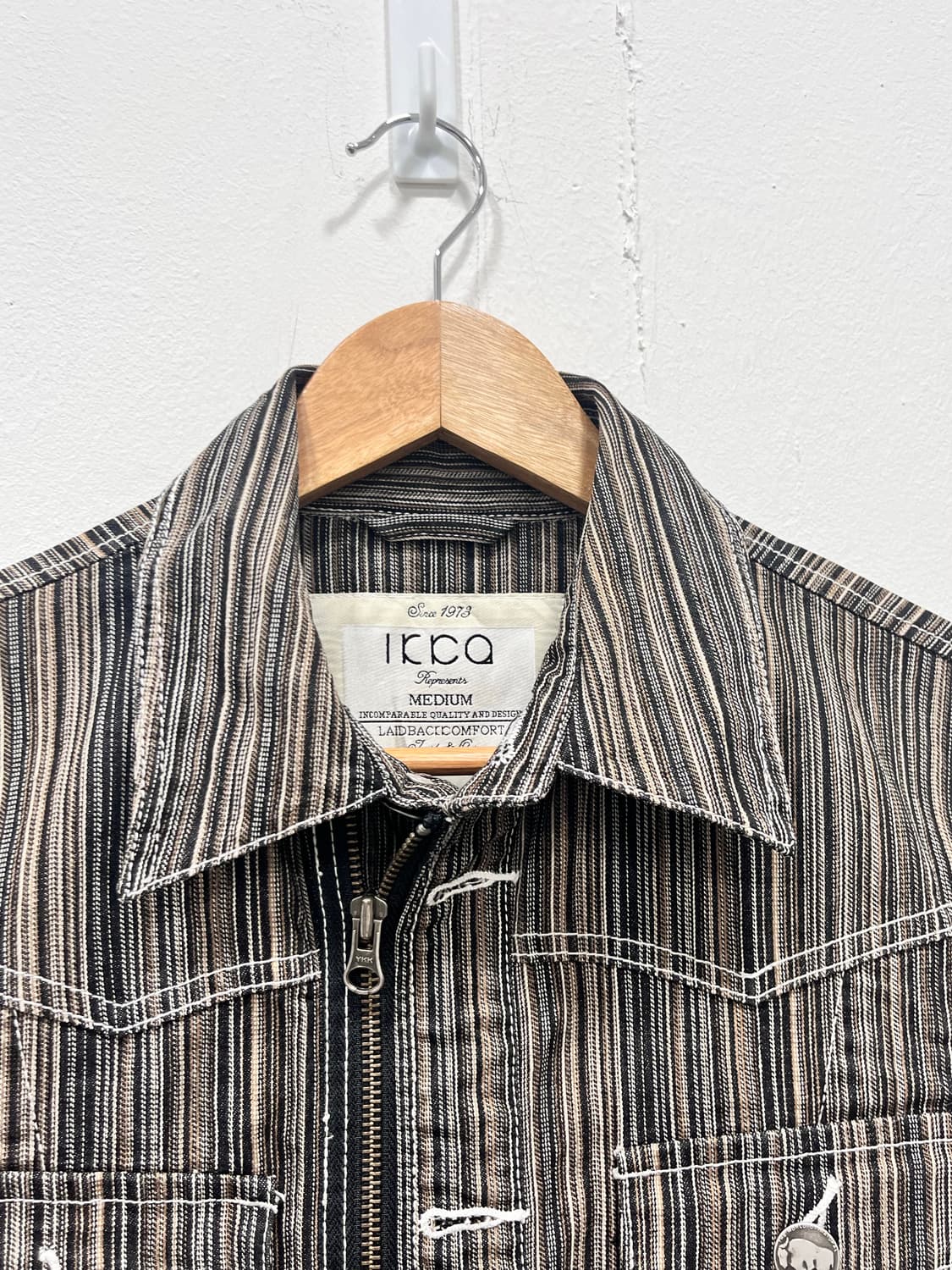 Japan 이카 Ikka 스트라이프 트러커 데님자켓 M 상품이미지4