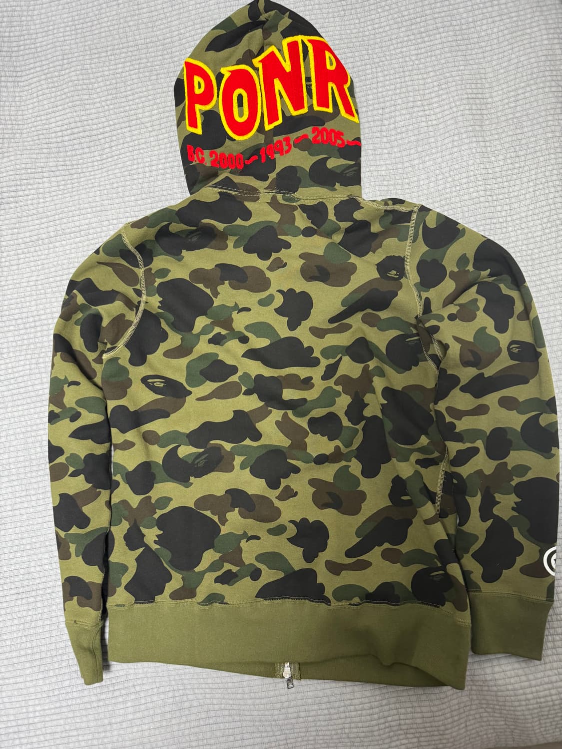 [L]베이프 PONR 퍼스트 카모 세컨드 샤크 풀 집 후드 그린 상품이미지3