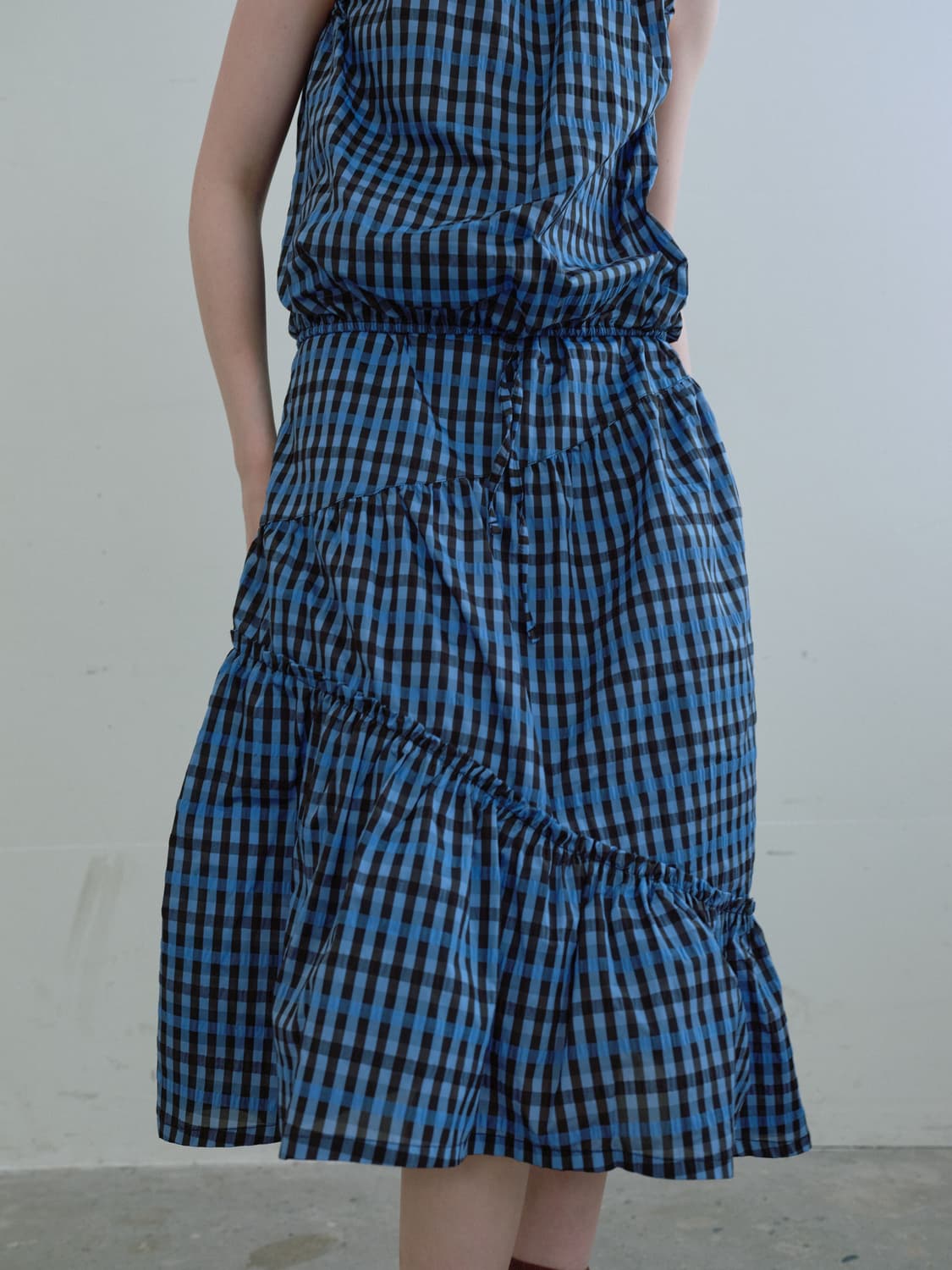 ENZOBLUES 셔링 밴딩 스커트 (Blue) 상품이미지2