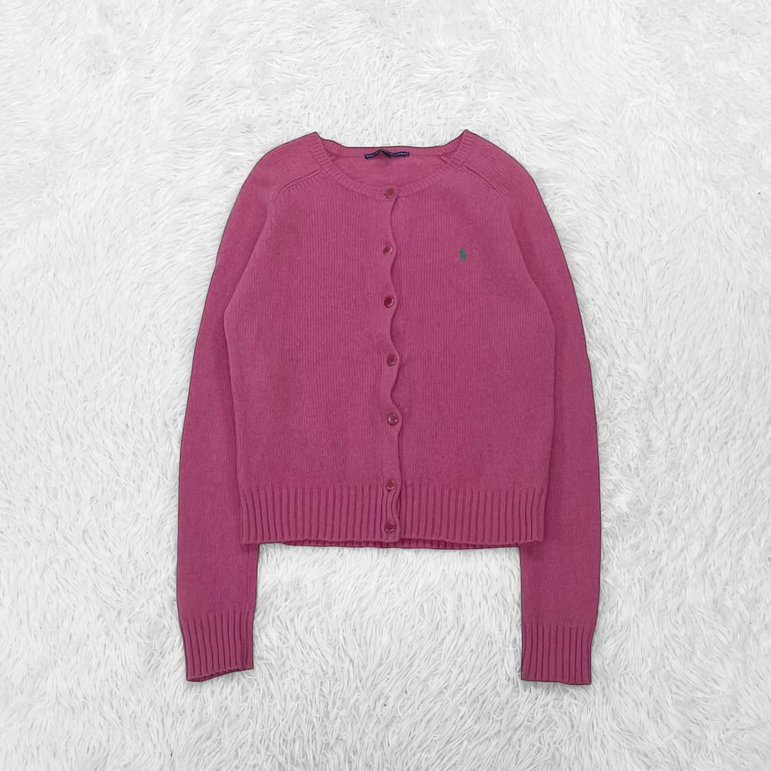 폴로 랄프로렌 포니 로고 라운드 가디건 니트 핑크 상품이미지2