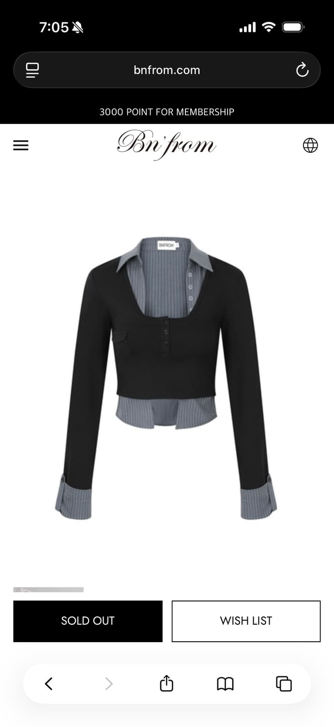 비엔프롬 LAYERED SHIRT SLEEVE [BLACK] S 상품이미지1