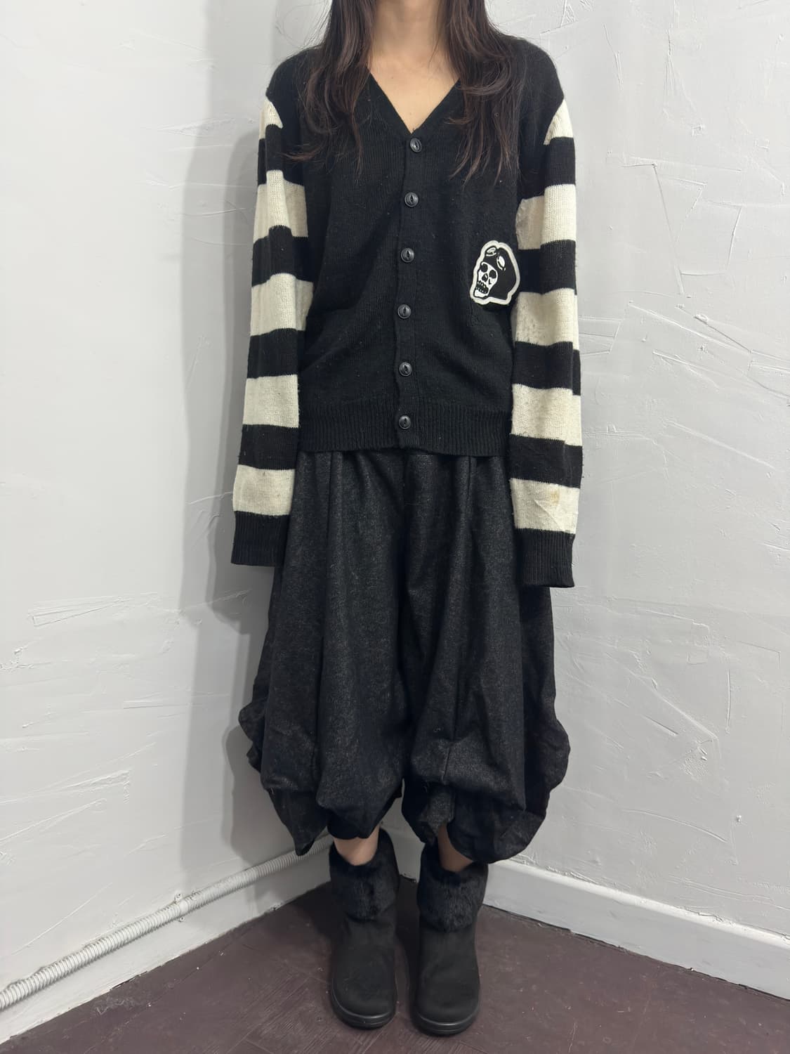 skull stripe detail cardigan 상품이미지2