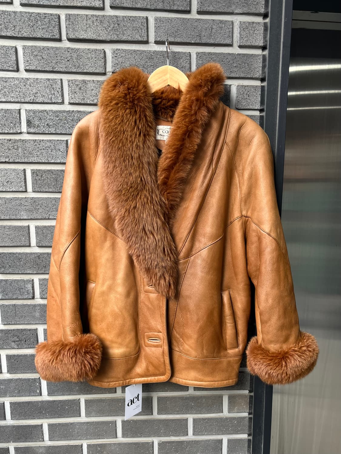 90s CAREER 폭스퍼 램스킨 자켓 브라운 상품이미지1