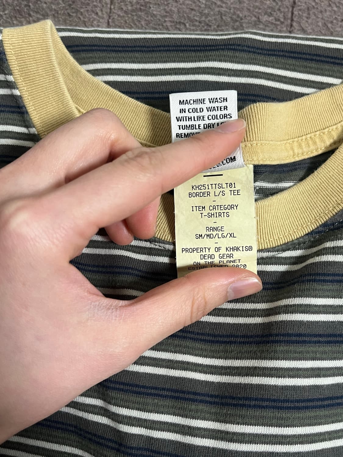 카키스 보더 긴팔 티셔츠 3사이즈 상품이미지2