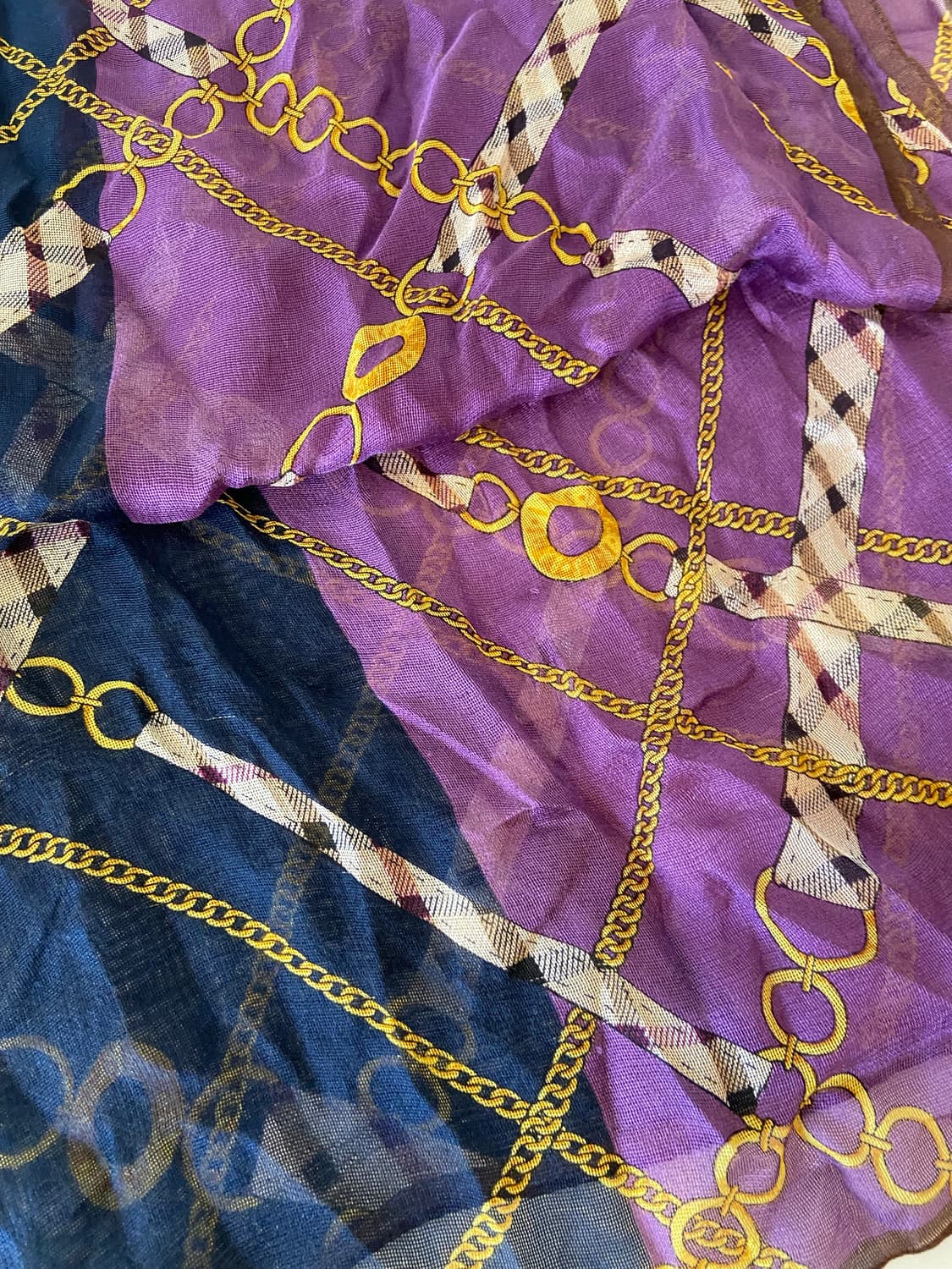 닥스 스카프 퍼플/네이비 체인 패턴 상품이미지3