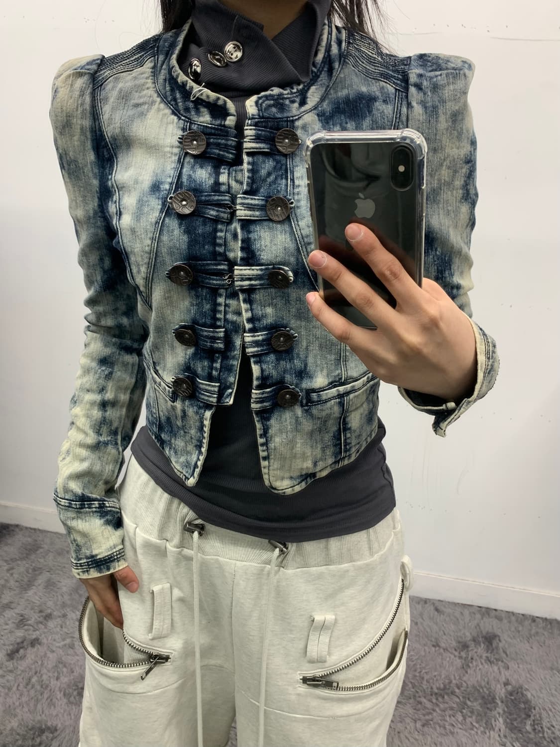 빈티지 워싱 데님 나폴레옹 자켓 상품이미지3