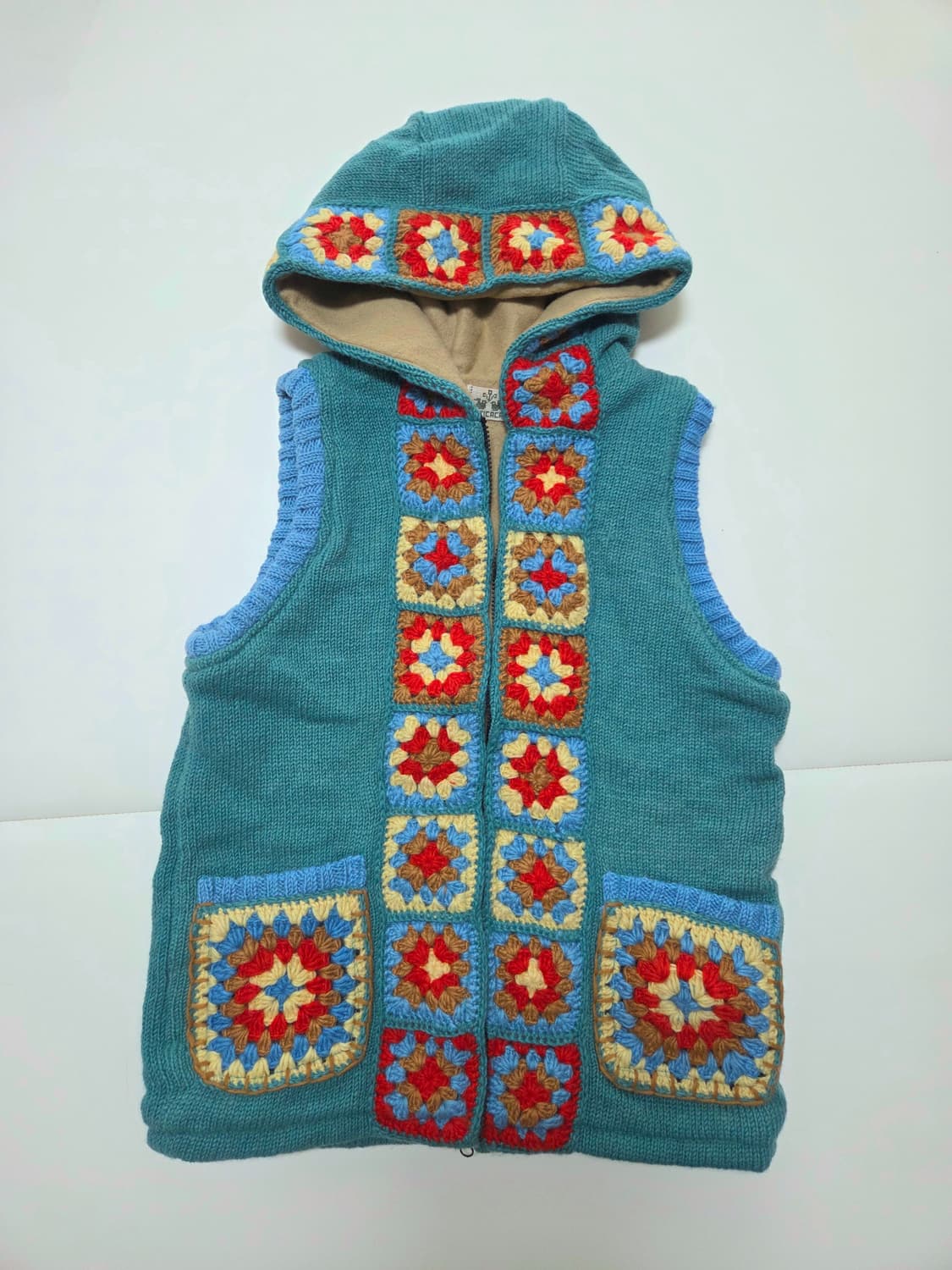 TITICACA 티티카카 모티브 크로셰 니트 집업조끼 하구미 모리걸 상품이미지1