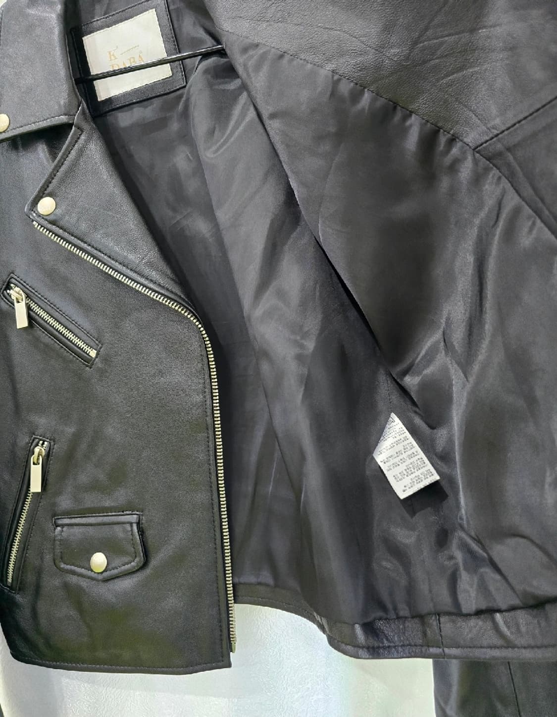 K-DABA 블랙 가죽 라이더 자켓 상품이미지6
