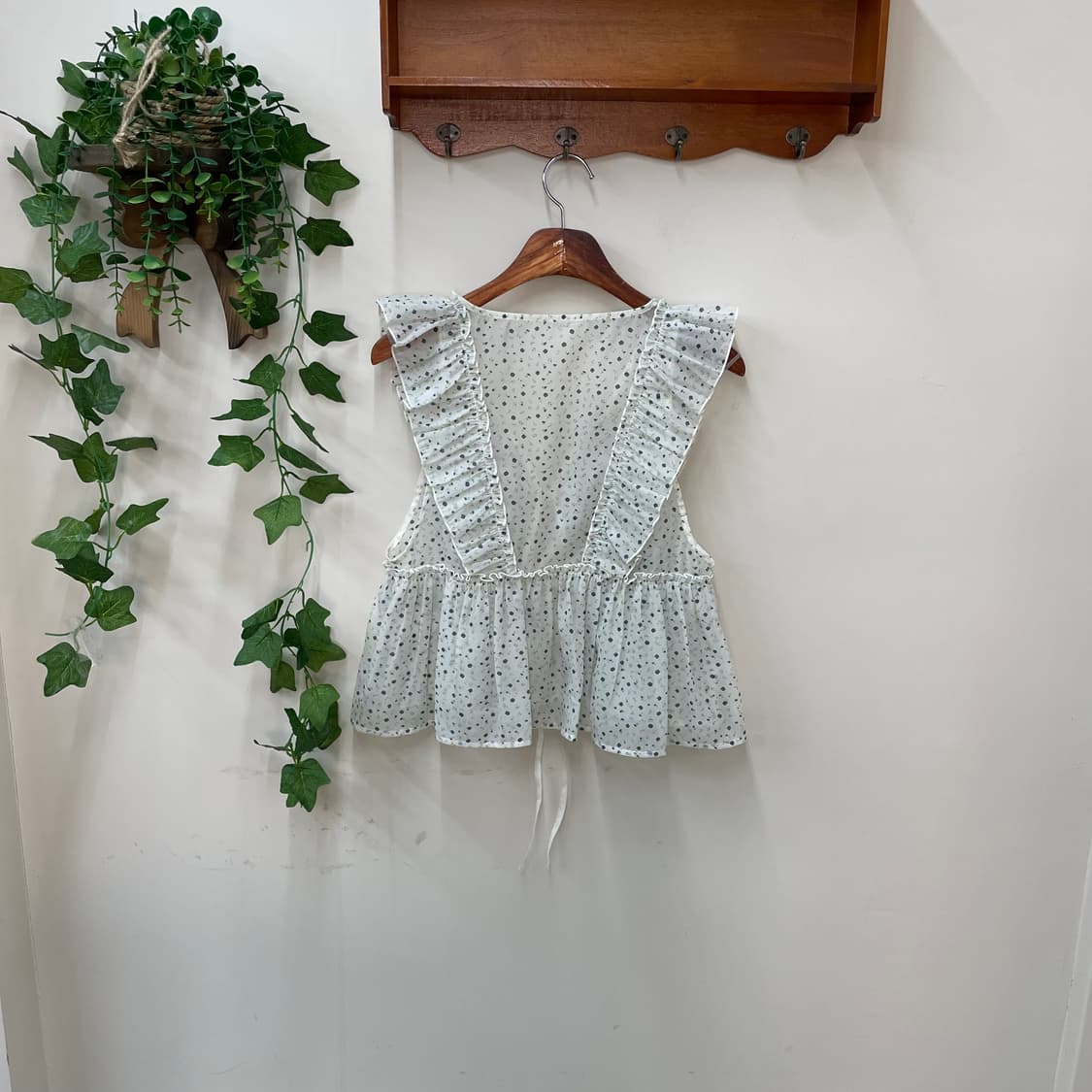 페어리 모리 잔꽃 아일릿 리본 프릴 베스트 상품이미지4