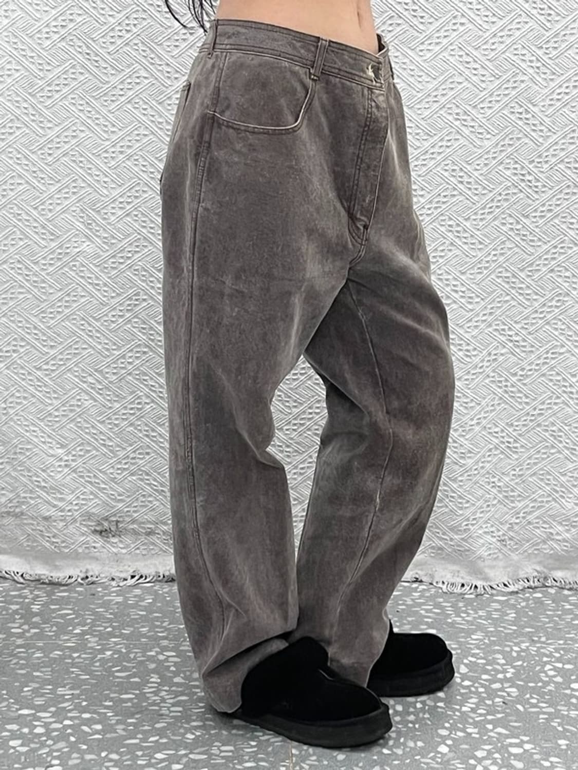 빈티지 올드스쿨 모던 캐주얼 워싱 와이드 코튼팬츠 35인치 C10765 상품이미지2