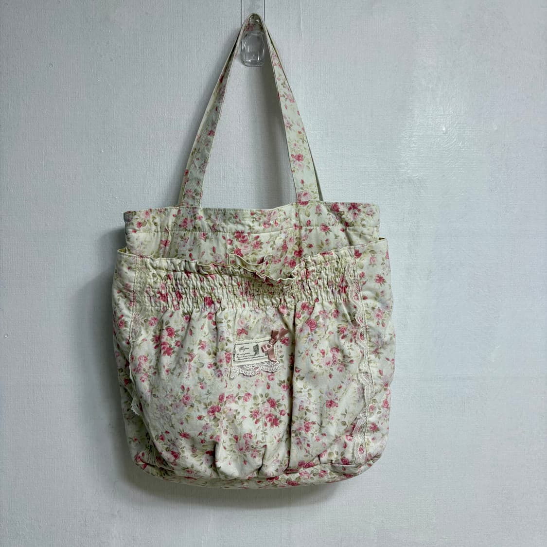 하구미 모리걸 핑크 잔꽃 플라워 토트백 상품이미지2