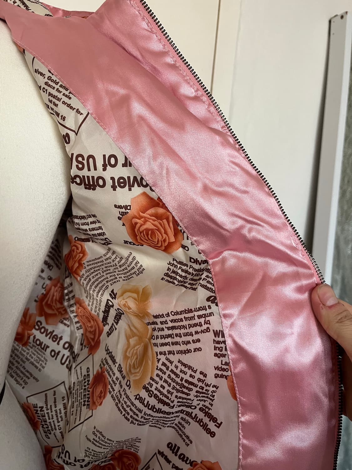 Y2k 갸루 핑크 새틴 광택 후드 패딩 상품이미지3