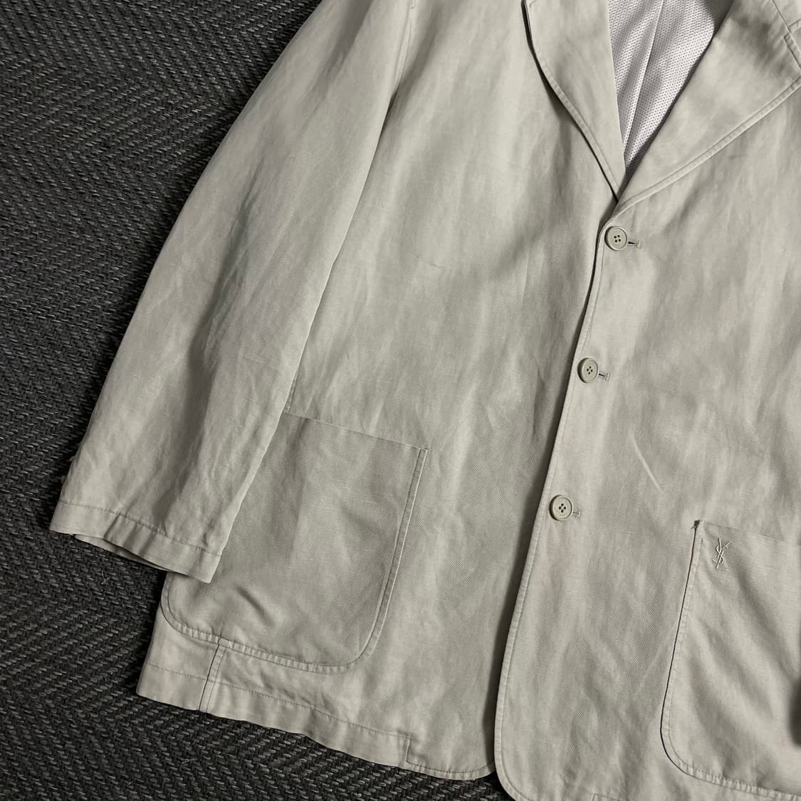 90s 입생로랑 자수로고 아카이브 치노 블레이저 자켓 o 3867 상품이미지3