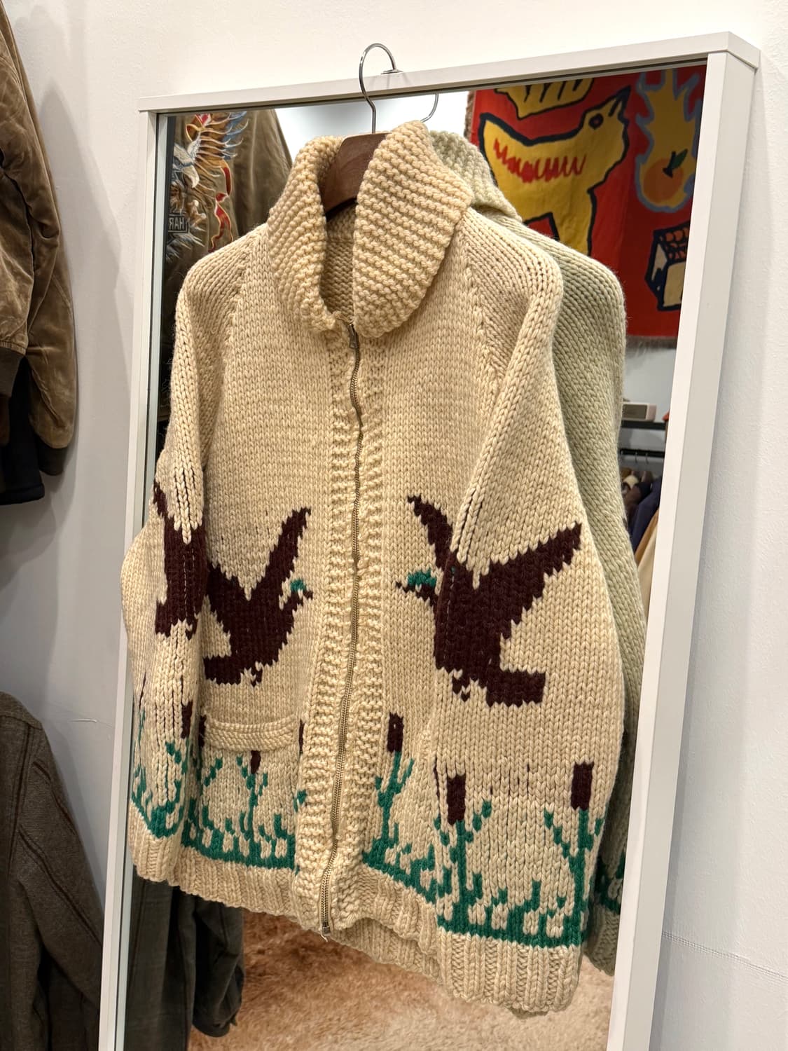 60s Vtg 빈티지 헤비울 Goose 코위찬 니트 집업 상품이미지1