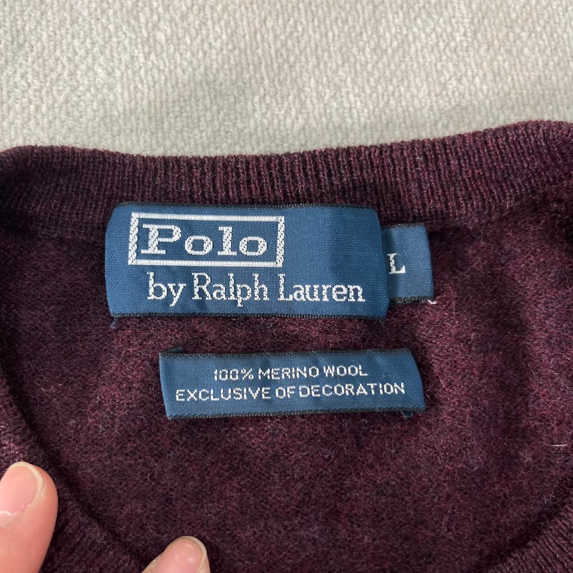 100 폴로랄프로렌 엘보우 패치 버거딘 울 니트  상품이미지4
