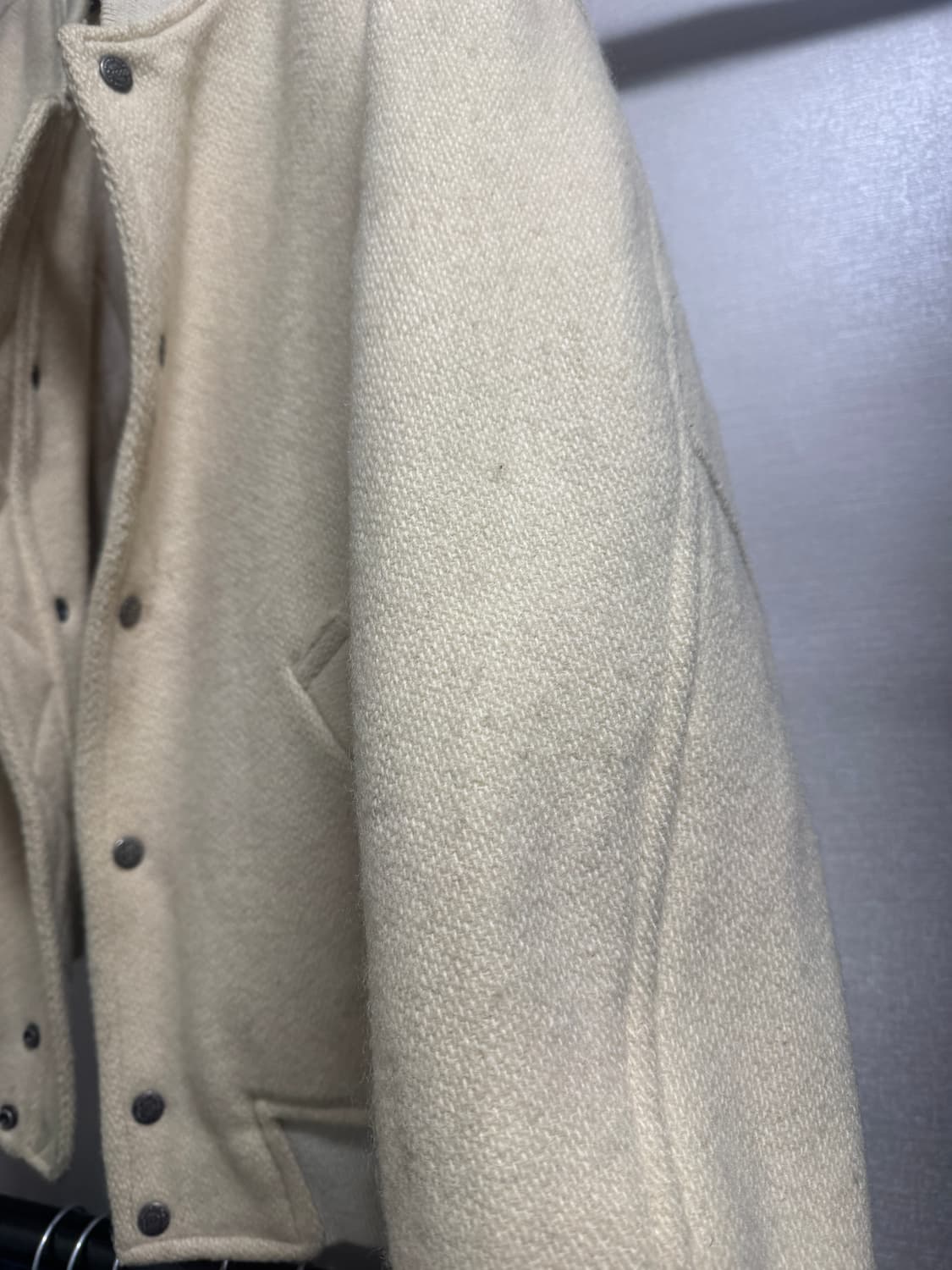 90s 무드 크림 컬러 울 바시티 자켓 상품이미지6