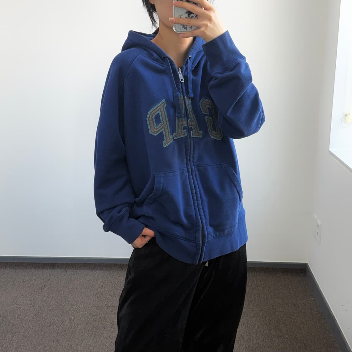 Gap 갭 그레이로고 블루 후드집업  상품이미지2