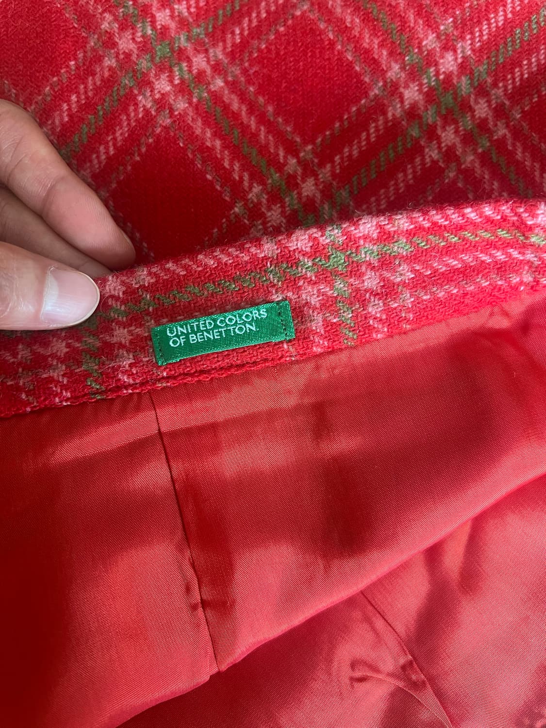 베네통 체크스커트 (26사이즈,허리단면35)  상품이미지3