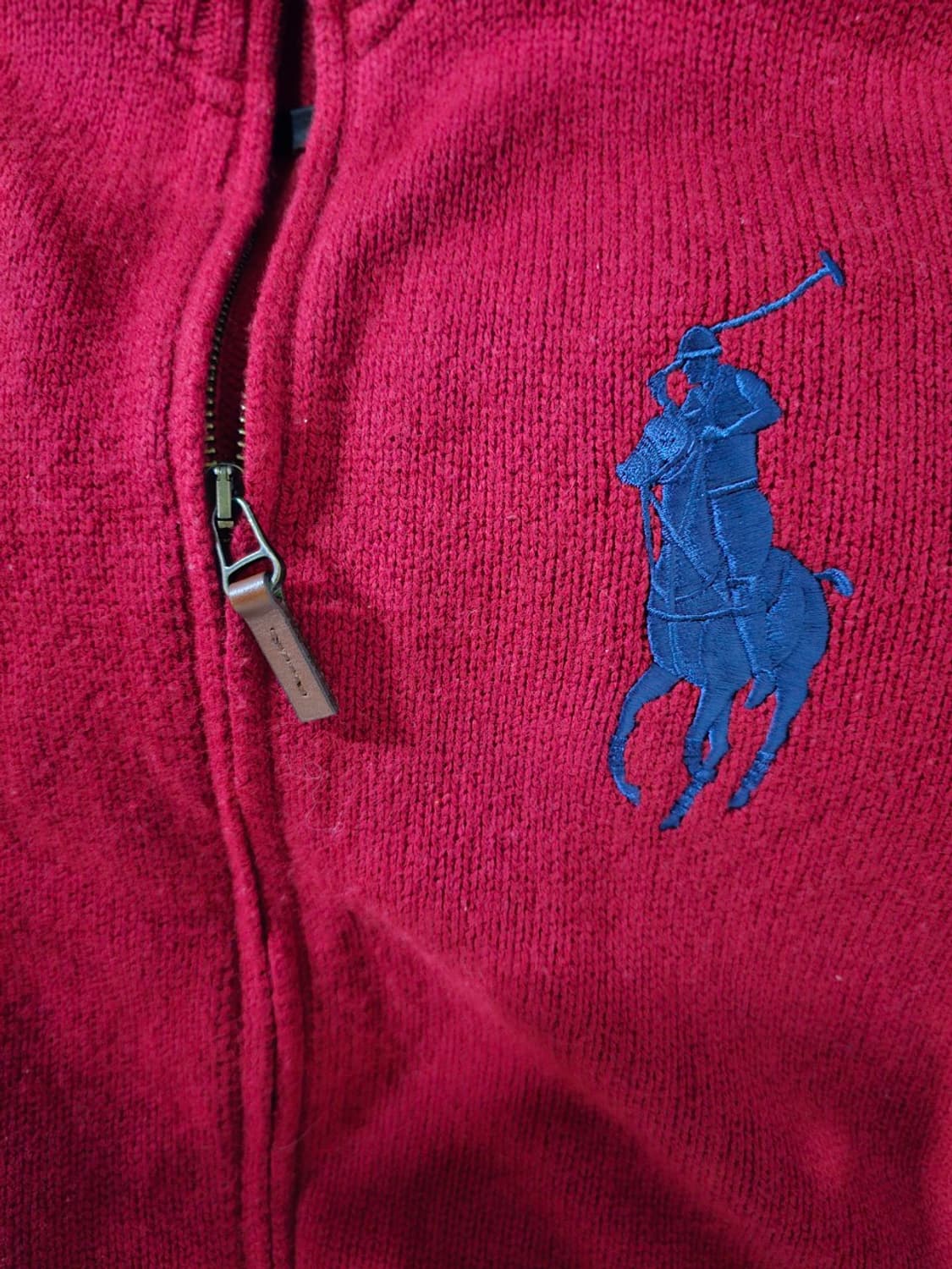 폴로 빅포니 레드 니트 집업 니트 자켓 95/ M 상품이미지4