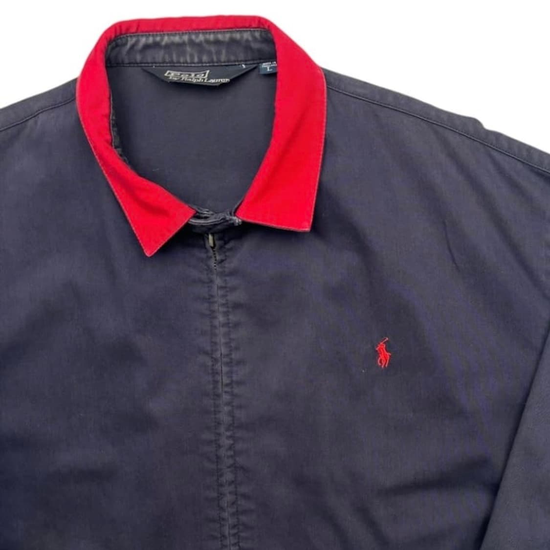 90S 폴로 랄프로렌 레드포니 네이비 배색 블루중 스위톱 자켓 L 상품이미지3