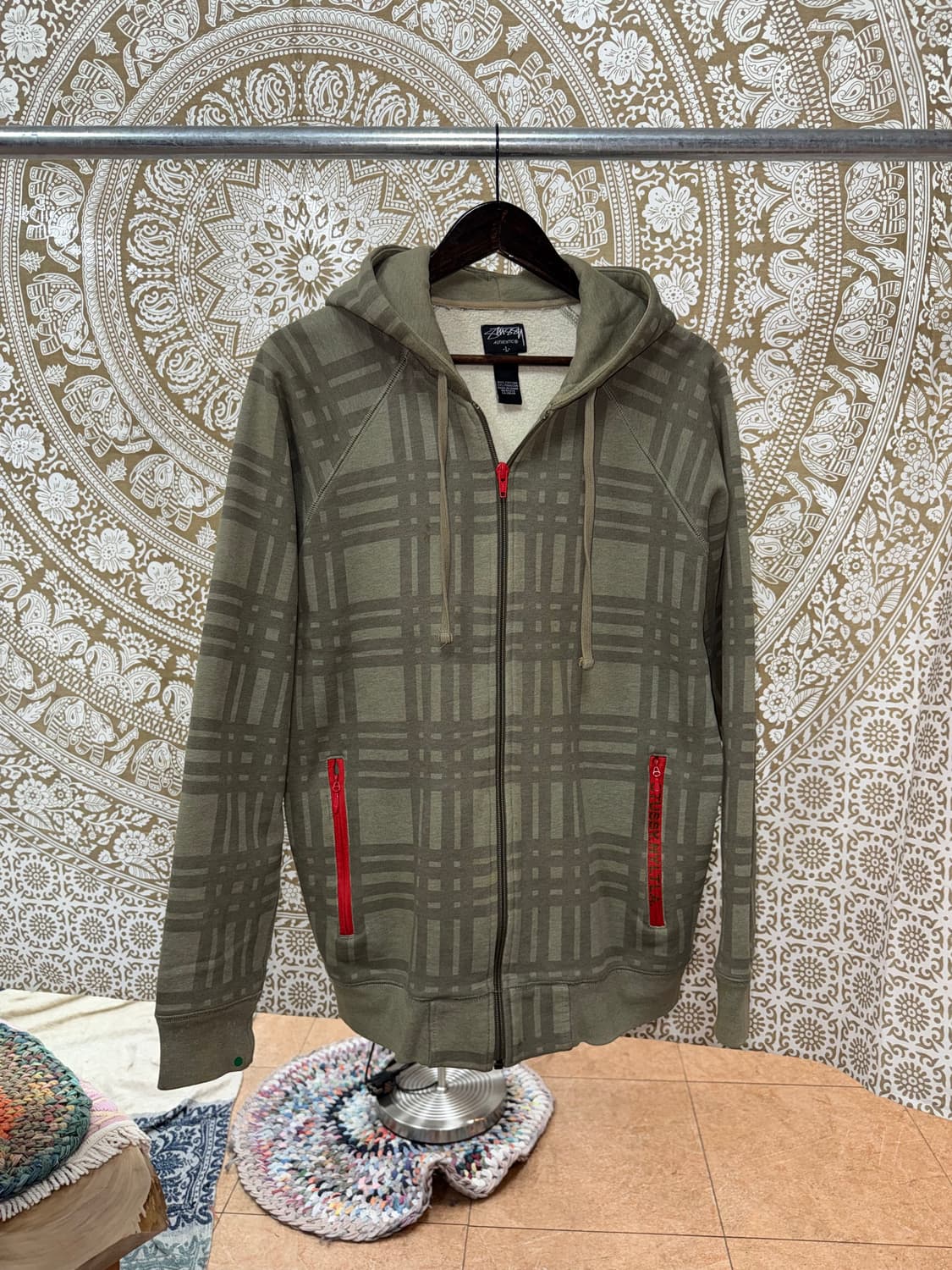 스투시 기모 체크 후드집업  상품이미지3