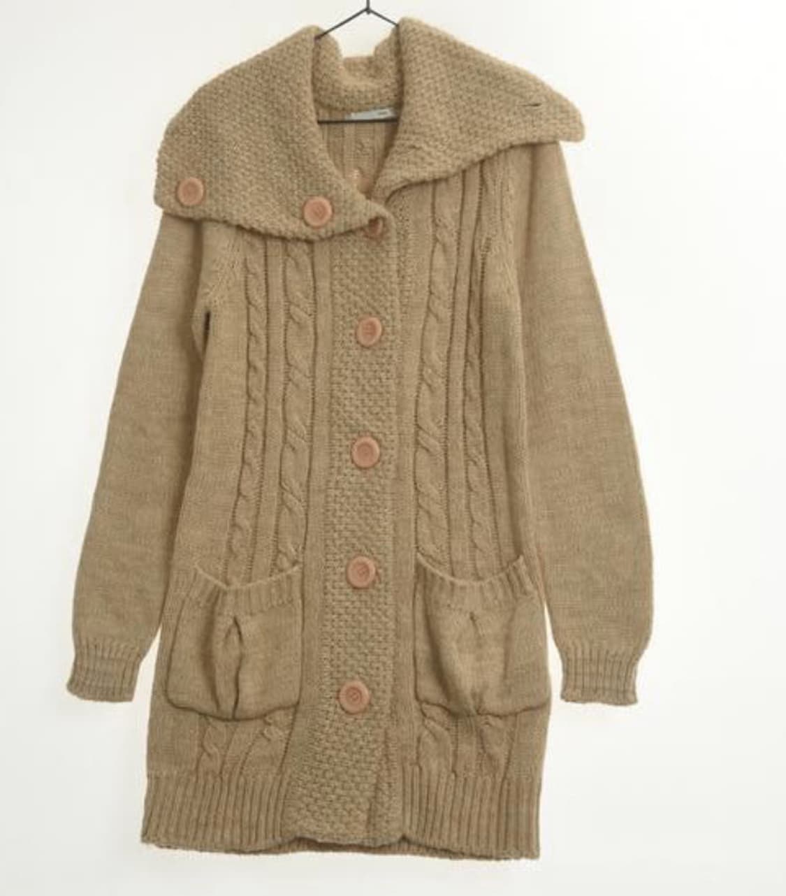 모리걸 감성 빈티지 꽈배기 니트 버튼 롱 가디건 상품이미지2