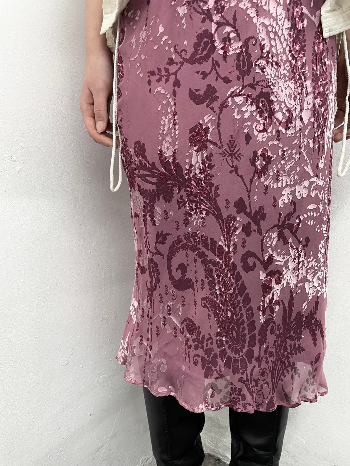 오리엔탈 핑크 페이즐리 시어 스커트 상품이미지5