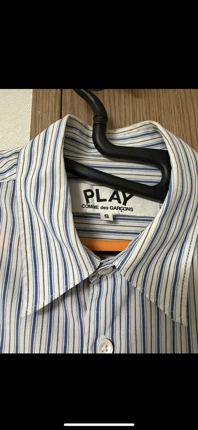 꼼데가르송 PLAY 하트 로고 스트라이프 셔츠 S 상품이미지4