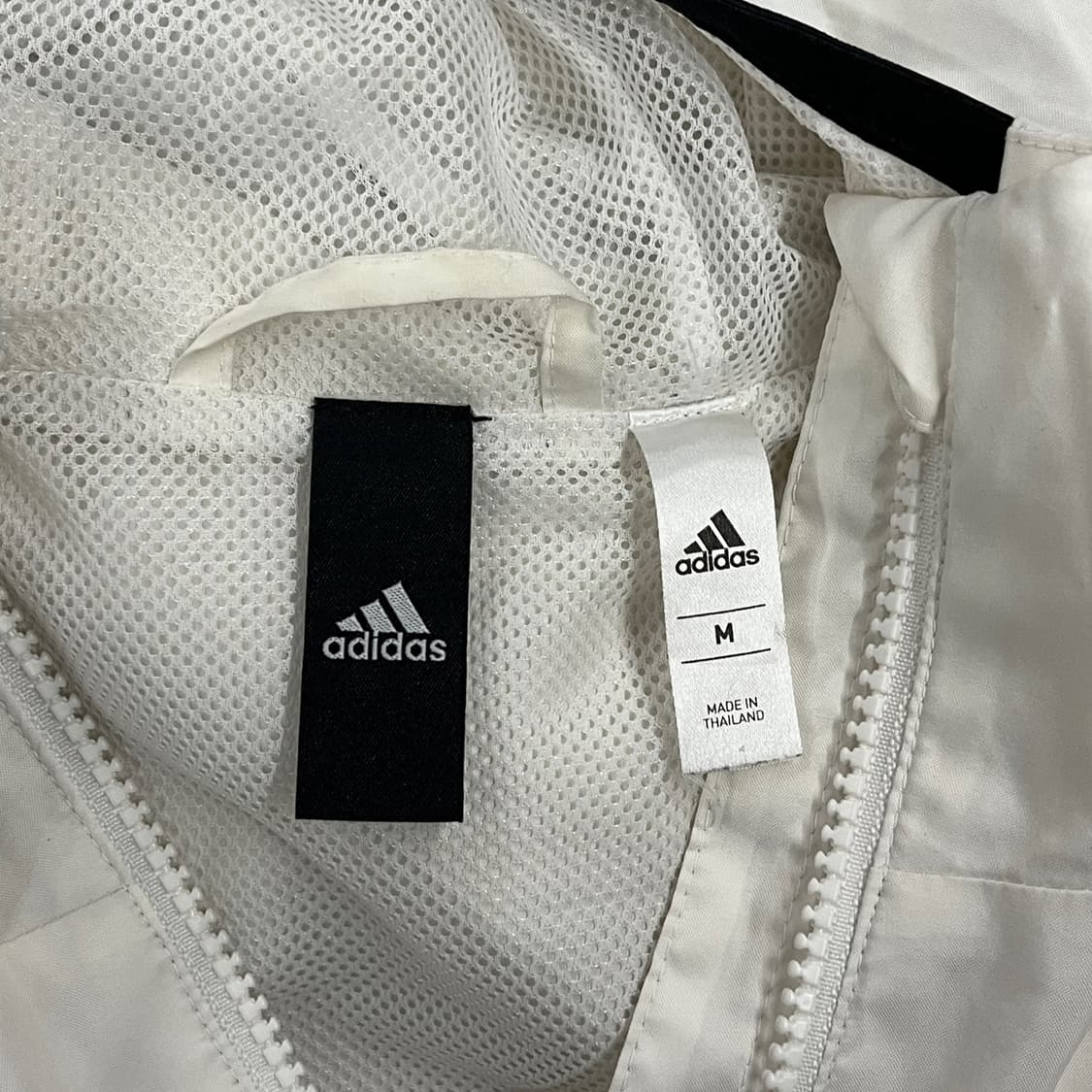 [정품/M] 아디다스 화이트 삼선 후드 바람막이 b19 상품이미지5