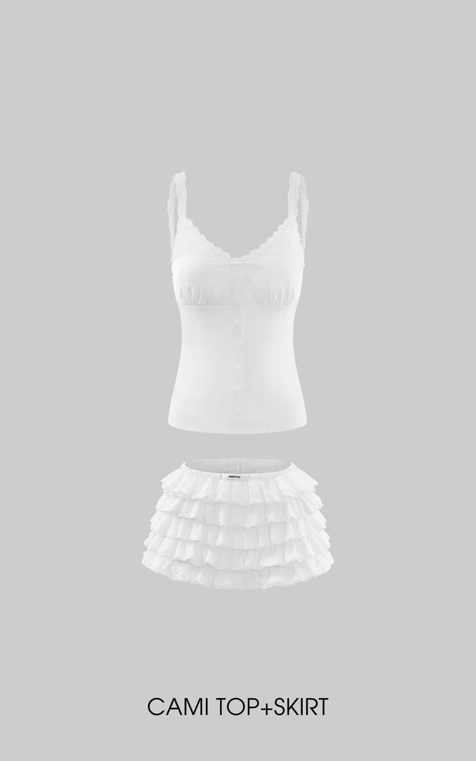  Lace-Trim Top & Ruffle Mini Skirt Set  상품이미지7