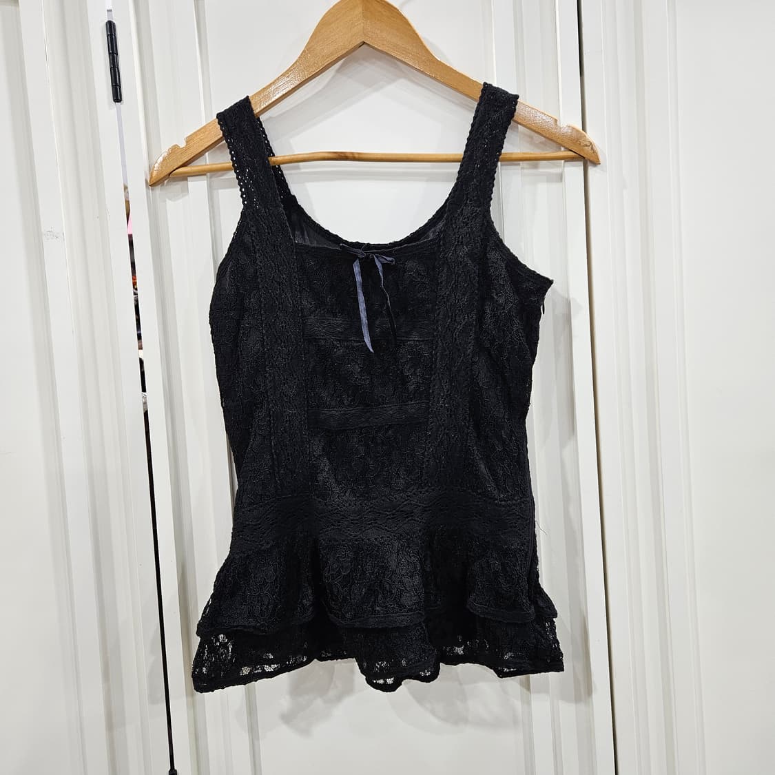 블랙 레이스 민소매 블라우스 상품이미지1